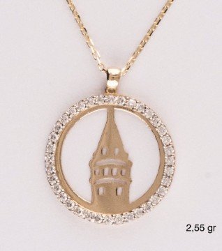 Galata Kulesi 14 Ayar Altın Kolye