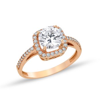 Swarovski Tektaş Yüzük 14 Ayar Altın