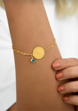 14 Ayar Altın Dorika Zincirli Çeyrekli Bileklik